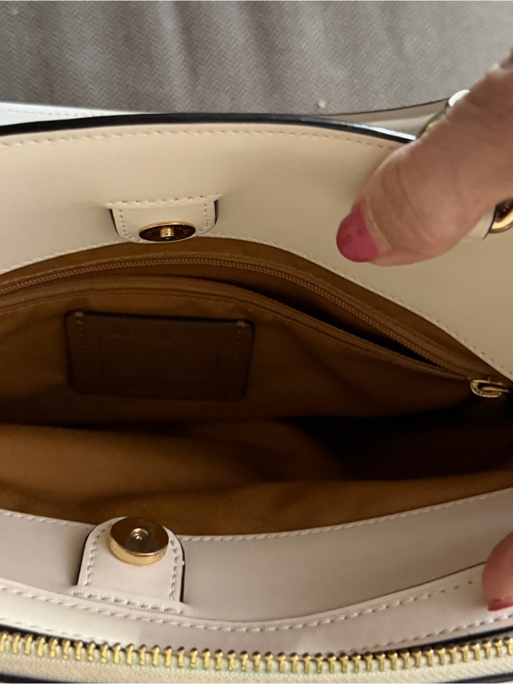 Coach Lillie Carryall Satchel Beige & White Dome Satchel with Signature C Print - Picture 11 of 14